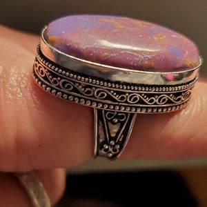 HUGE PURPLE Purpurite Or Turquoise? Sterling silver 925 ring size 8.5 -9ish